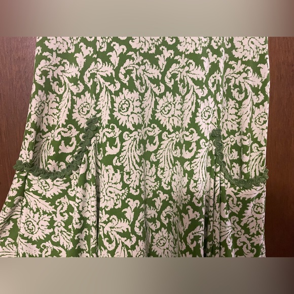 Max Studio Dress Sz-XS Damask Flutter Short Sleeve Midi Pockets Green Floral - Picture 4 of 7